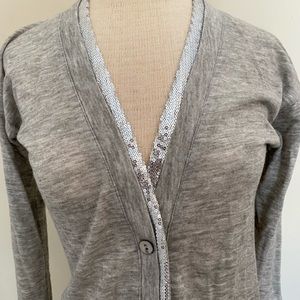 Long lightweight cardigan with mini sequin trim